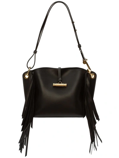 Shop Jw Anderson Hoist Fringed Shoulder Bag In 999