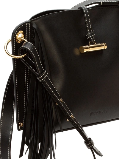 Shop Jw Anderson Hoist Fringed Shoulder Bag In 999