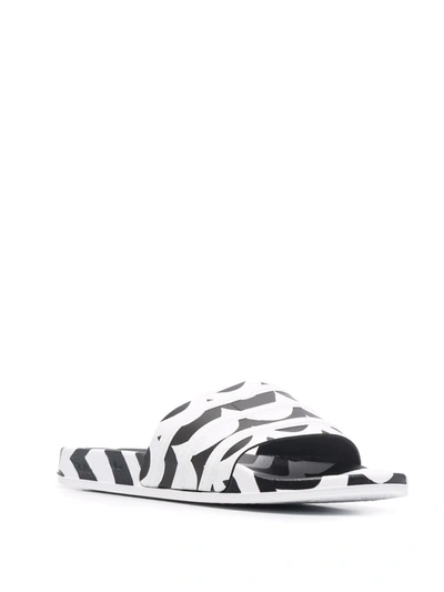 Adidas Originals Marimekko Adilette Slides In Black And White In Weiss
