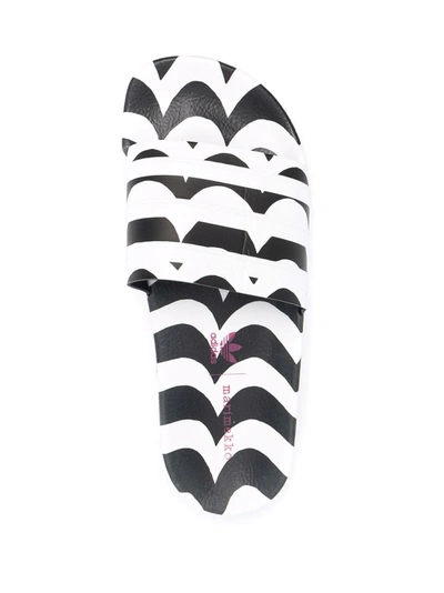Adidas Originals Marimekko Adilette Slides In Black And White In Weiss