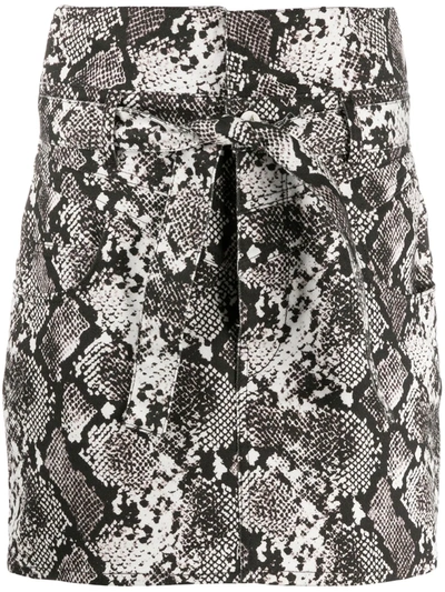 Shop Attico Snakeskin Print Mini Skirt In Gray