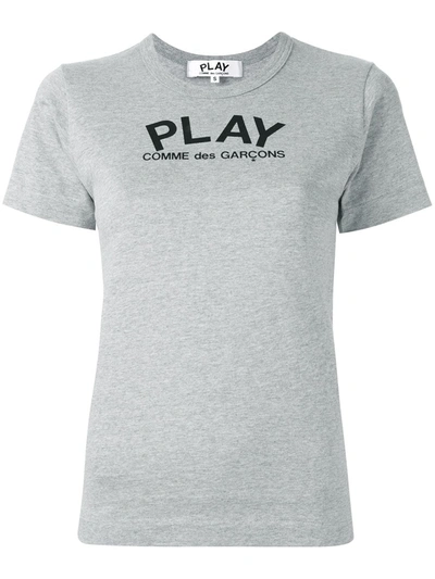 Shop Comme Des Garçons Play Logo Print T-shirt In Grey