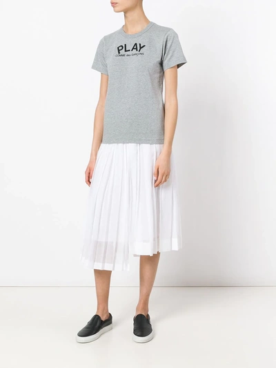 Shop Comme Des Garçons Play Logo Print T-shirt In Grey