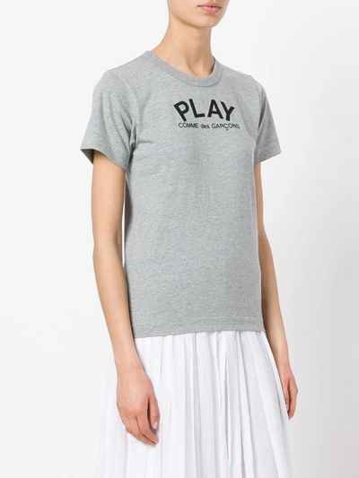 Shop Comme Des Garçons Play Logo Print T-shirt In Grey