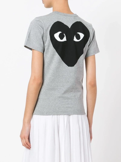 Shop Comme Des Garçons Play Logo Print T-shirt In Grey