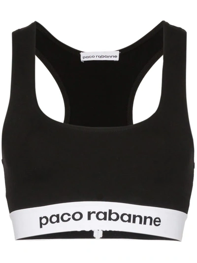 Rabanne Logo Band Sports Bra In Black