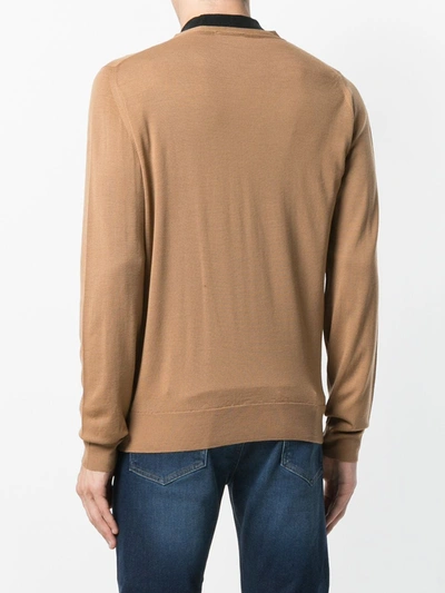 Shop John Smedley V-neck Cardigan In Brown