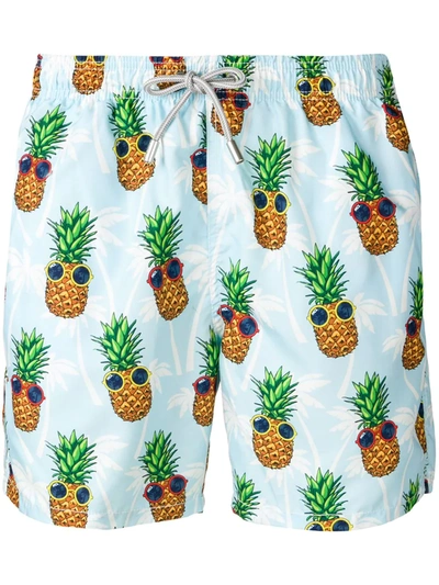 Shop Mc2 Saint Barth Summer Pineapple Swimming Shorts In Blue