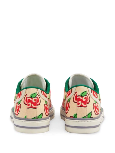 Shop Gucci Tennis 1977 Apple Print Sneakers In Neutrals