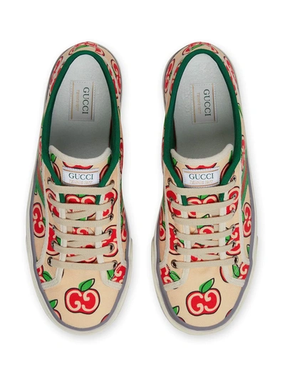 Shop Gucci Tennis 1977 Apple Print Sneakers In Neutrals