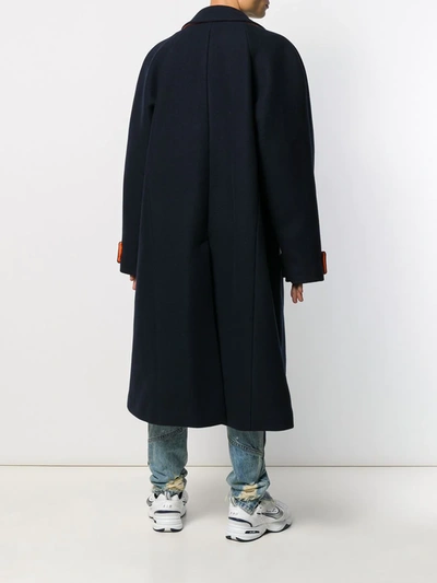 Off-white Double Breasted Midi Coat In Blue