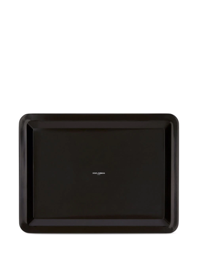 Dolce & Gabbana Large Leopard-print Tray In Black