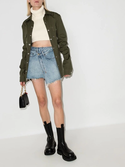 Ksubi Sign Of The Times Asymmetric Denim Wrap Skirt In Blue