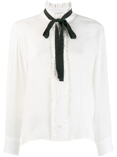 Shop Sandro Long-sleeved Bow Blouse In White