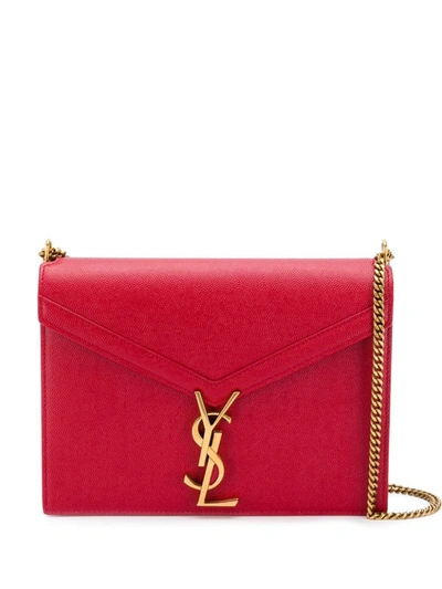 Shop Saint Laurent Cassandra Chain Bag In Red