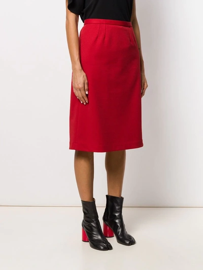 Pre-owned Maison Margiela 1990's Straight Midi Skirt In Red