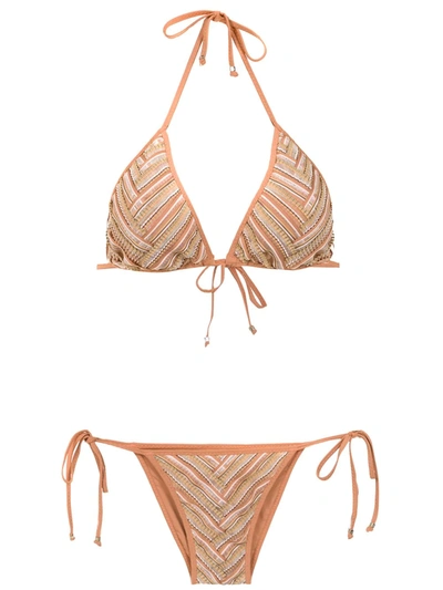 Shop Amir Slama Printed Bikini Set In Neutrals