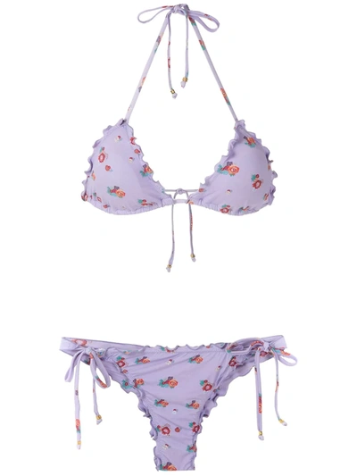Shop Amir Slama Printed Bikini Set In Purple
