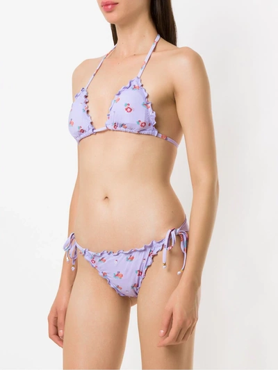 Shop Amir Slama Printed Bikini Set In Purple