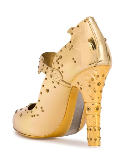 Shop Dolce & Gabbana Embellished Mary Jane Pumps In Gold