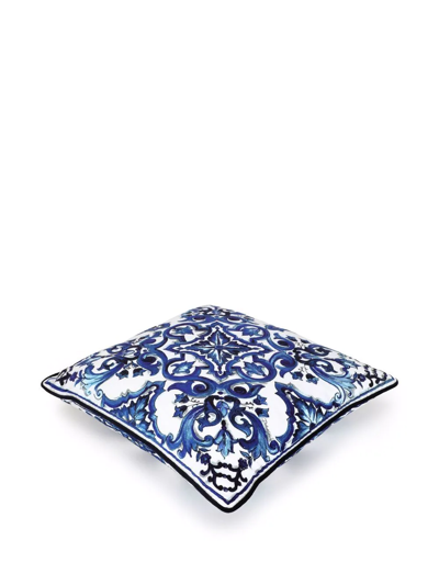 Shop Dolce & Gabbana Mediterraneo-print Cotton Cushion In Weiss
