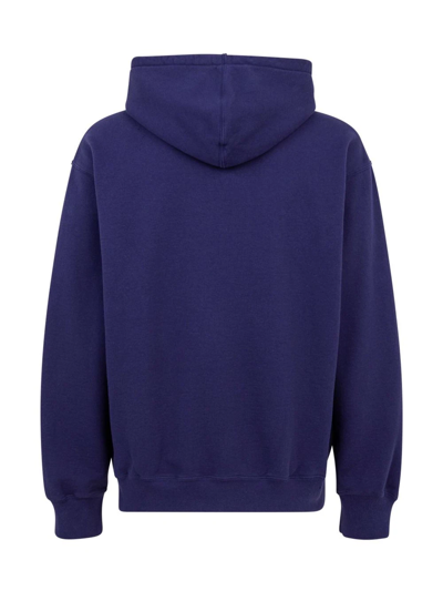 Supreme Denim-logo Hoodie In Blue