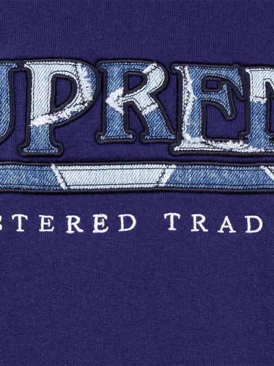 Supreme Denim-logo Hoodie In Blue