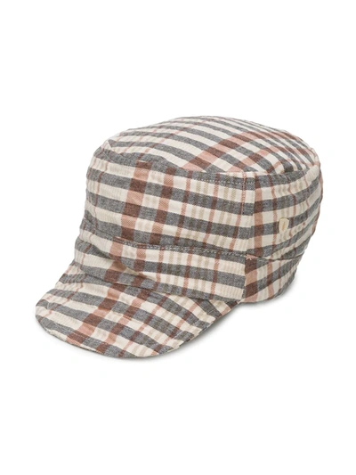 Message In The Bottle Basquiat Check Print Cap In Neutrals