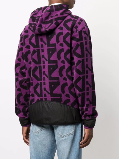 Shop Kenzo Logo-print Zipped Fleece Hoodie In Purple