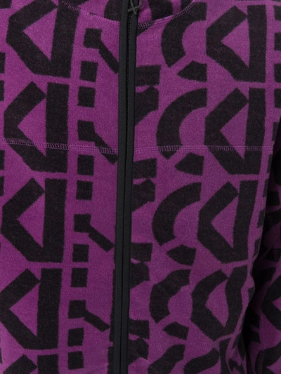 Shop Kenzo Logo-print Zipped Fleece Hoodie In Purple