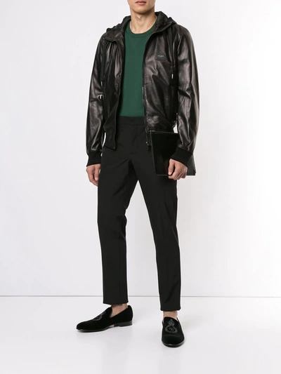 Shop Dolce & Gabbana Logo-tag Leather Jacket In Black