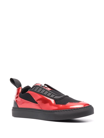 Shop Ferrari Layered Laminated-effect Sneakers In Rot