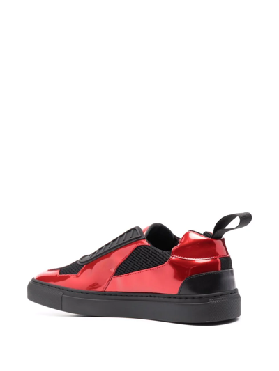 Shop Ferrari Layered Laminated-effect Sneakers In Rot