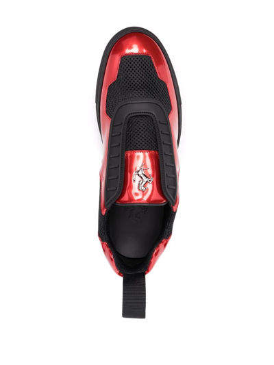 Shop Ferrari Layered Laminated-effect Sneakers In Rot