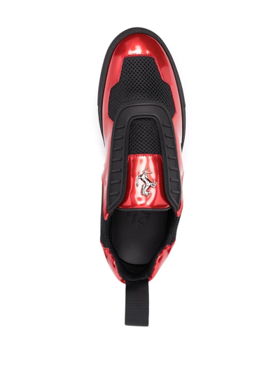 Ferrari Layered Laminated-effect Sneakers In Rot