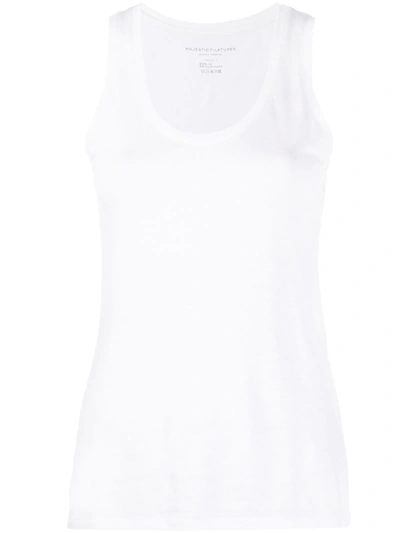 Majestic Basic Soft Touch Scoop-neck Tank In White