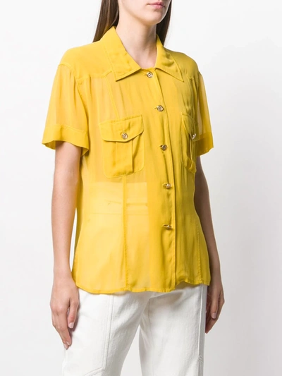 Pre-owned Moschino Vintage 1990's Shortsleeved Sheer Shirt In Yellow