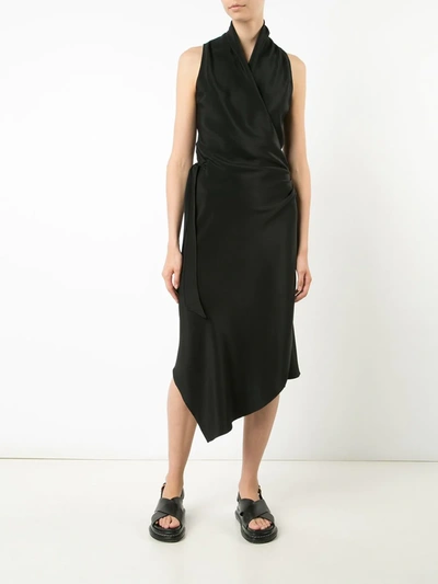 Peter Cohen Victor Wrap-style Silk Dress In Black