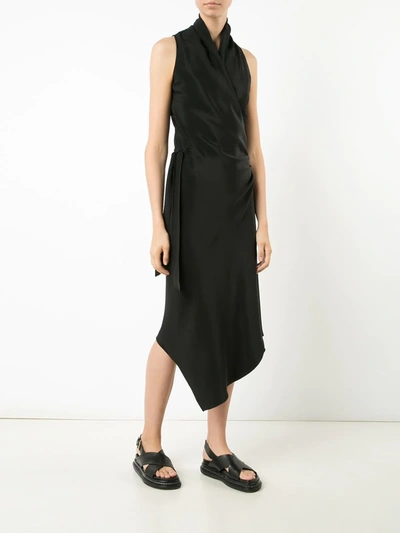 Peter Cohen Victor Wrap-style Silk Dress In Black