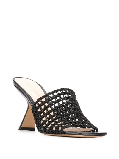 Shop Nicholas Kirkwood Alba Macramé Mules 90mm In Black