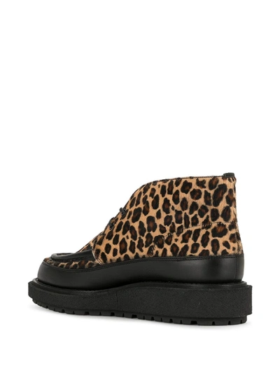 Shop Sacai Leopard Print Boots In Brown