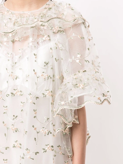 Shop Simone Rocha Asymmetrical Floral Ruffled Dress In White