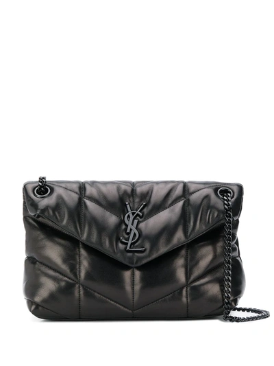 Shop Saint Laurent Small Loulou Puffer Shoulder Bag In Black