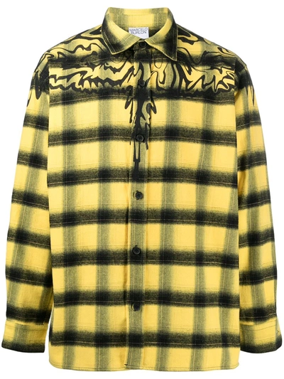 Shop Marcelo Burlon County Of Milan Wings Check-pattern Shirt In Yellow