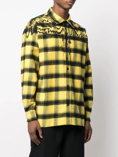 Shop Marcelo Burlon County Of Milan Wings Check-pattern Shirt In Yellow