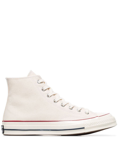 CONVERSE WHITE CHUCK TAYLOR ALL STARS 70 CANVAS HIGH TOP SNEAKERS - 白色