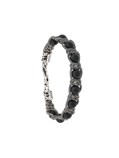 Shop Emanuele Bicocchi Beaded Chain Bracelet In Black