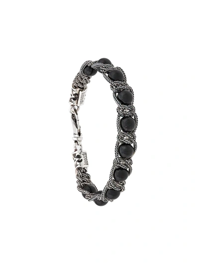Emanuele Bicocchi Silver & Black Large Beaded Bracelet In Black