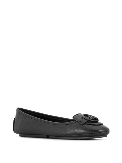 Shop Michael Michael Kors Logo Ballerina Flats In Black