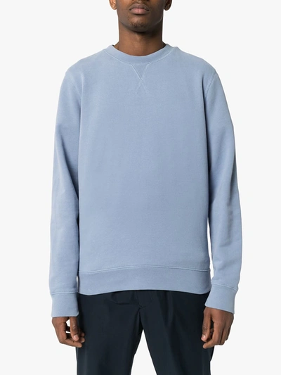 Shop Sunspel Loopback Long-sleeve Sweatshirt In Blue